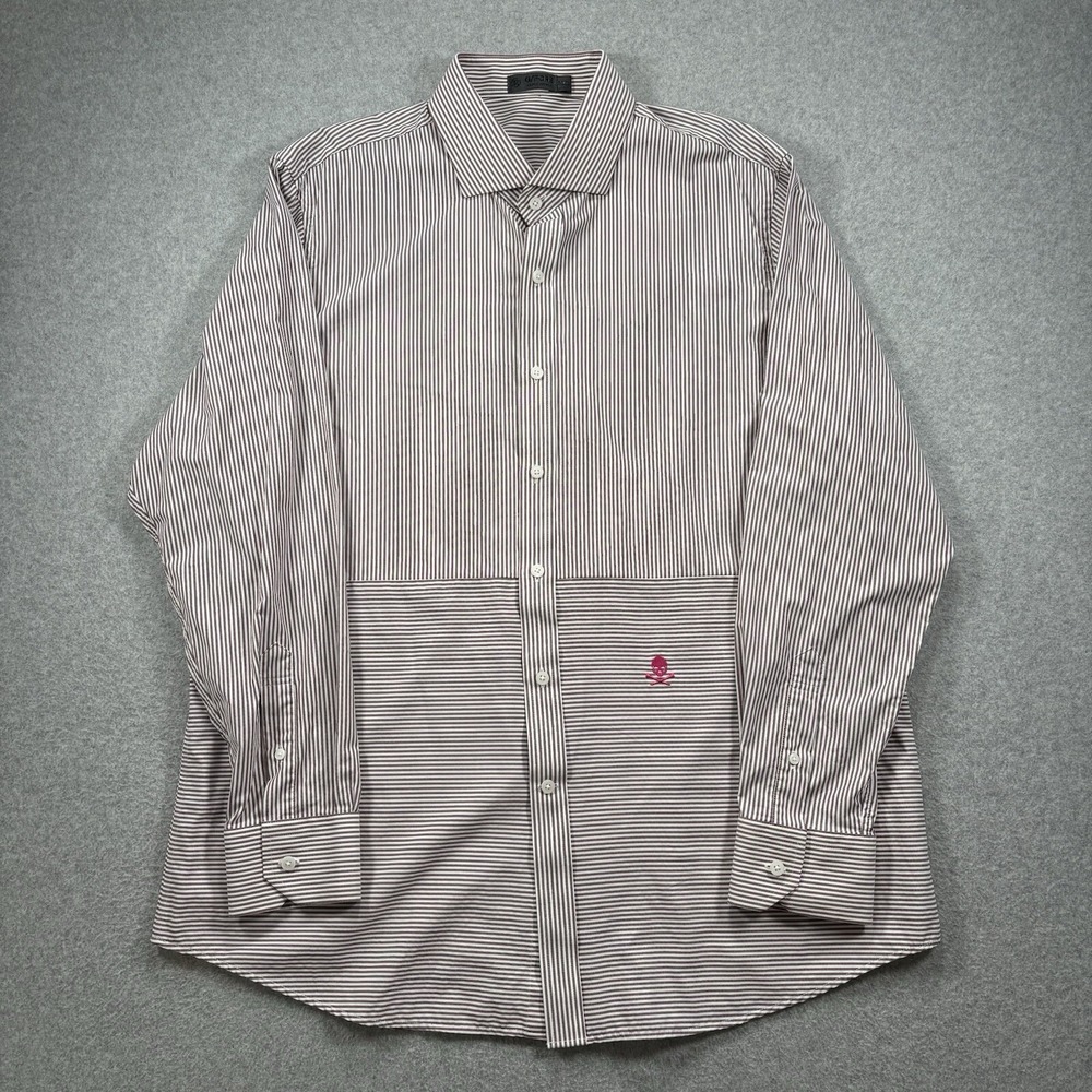 G/ForeStriped Button-Up Skull & Bones Shirt XXL Red Maroon Preppy